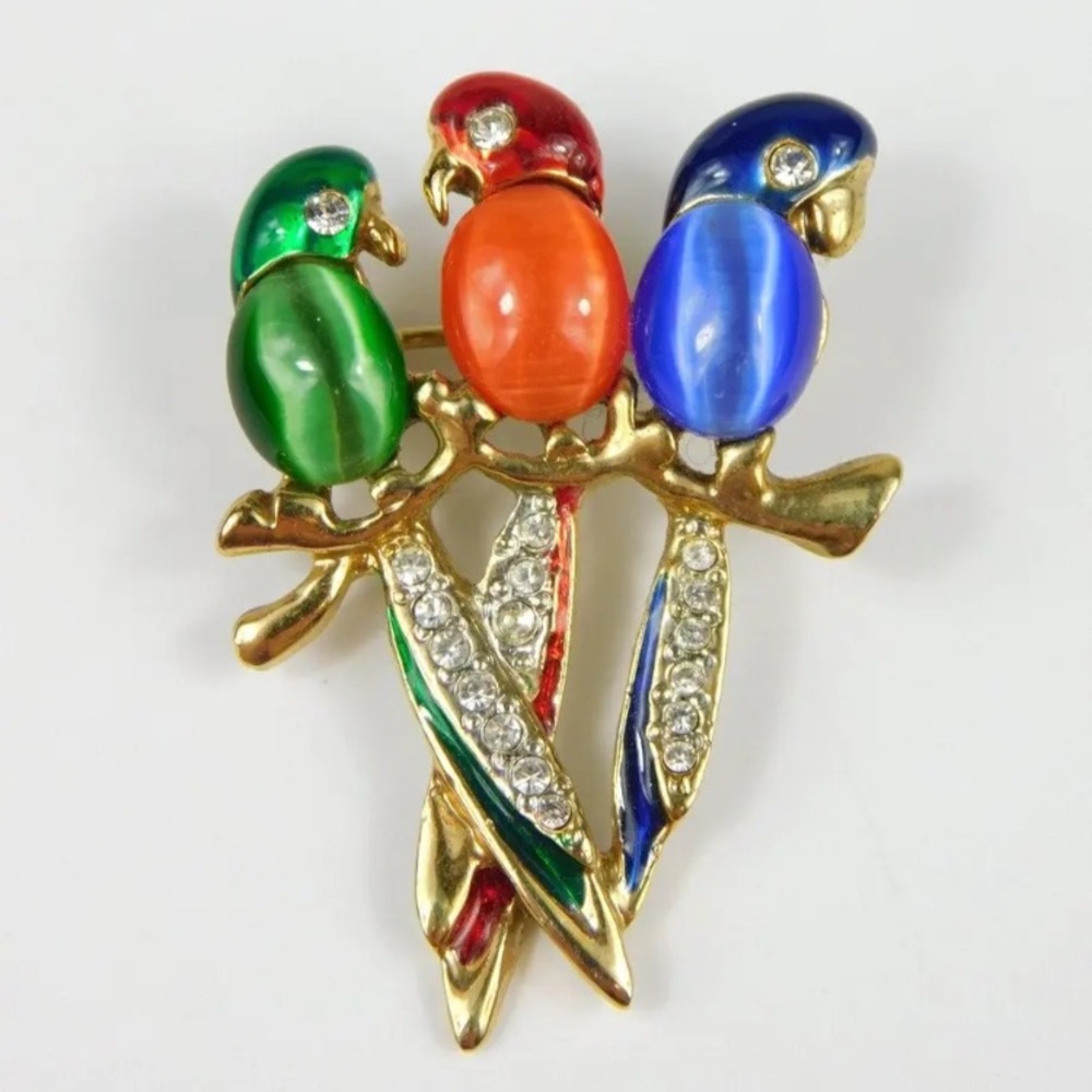 Vintage parrot brooch